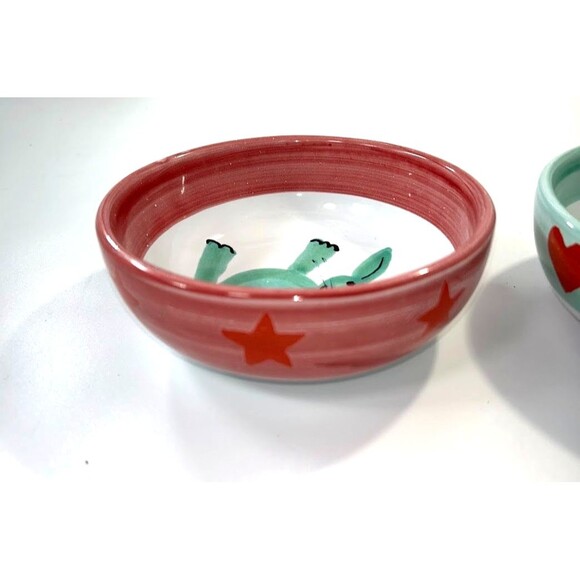 Italian Ceramic /Porcelain Made in Italy Set of 2 Bowls for Kids Chick and Bunny - Picture 5 of 12